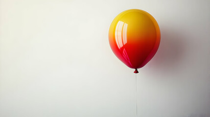 Obraz premium Red-yellow ombre balloon, studio, white backdrop, celebration