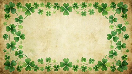 Vintage Style Abstract Shamrock Border with Copy Space for St. Patrick's Day Celebrations, Invitations, and Greetings