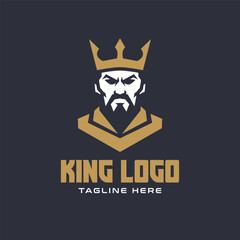 King Head Mascot Logo and Man with Crown