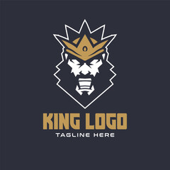 King Head Mascot Logo and Man with Crown