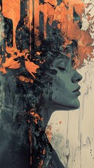 Abstract Portrait: A Contemplative Woman