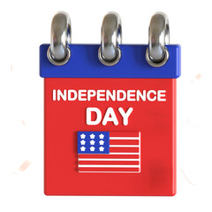 american  independence  day calendar 3d icon illustration
