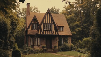Tudor-Style House in Wooded Setting - Autumnal Charm