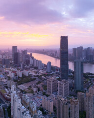 Obraz premium Aerial view of shanghai skyline at sunrise