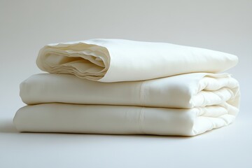 Soft Cotton Bedsheets Isolated on White Background, Comfortable and Clean Textile for Bedroom