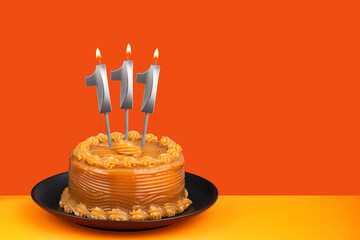 Birthday cake with dulce de leche frosting - Candle number 111