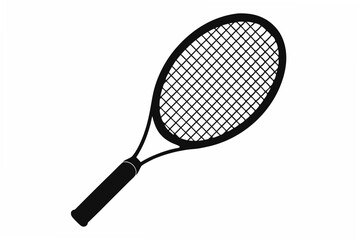 minimalist tennis racket silhouette vector