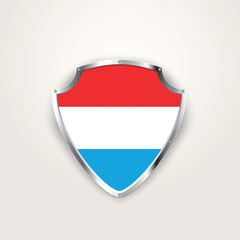 Luxembourg flag on a shiny shield. Luxembourg flag. Vector illustration. 