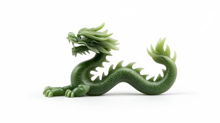 Fototapeta premium Elegant Green Dragon Sculpture in a Stylized Design Perfect for Home Decor or Artistic Display with Intricate Details and Serpentine Form