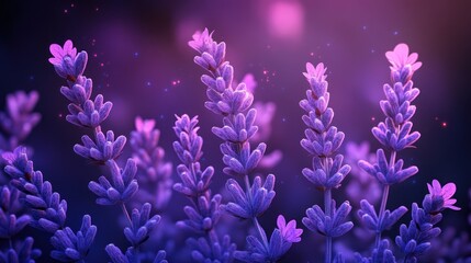 Fototapeta premium Magical lavender flowers at dusk.