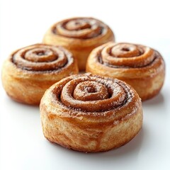 Fototapeta premium Sweet Cinnamon Rolls: A Delicious Bakery Treat. Indulge in the warm, cozy aroma and irresistible sweetness of freshly baked cinnamon rolls. Perfect for breakfast or a delightful snack.