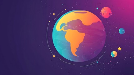 Colorful Earth in Space