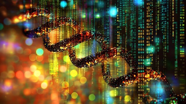Genetic Code Digital Data Visualization Abstract Art - Powered by Adobe