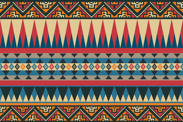  Geometric, seamless, traditional ethnic, thai pattern, fabric pattern for textiles, rugs, wallpaper, clothing, sarong, batik, wrapping, embroidery, print, background, cover, illustration, vector.

