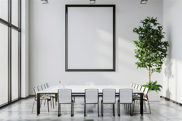  Meeting room in office with blank photo frame on the wall, version 22