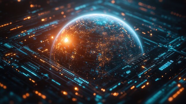 Global Mobile Internet Connection Satellite Network Wireless Smartphone Technology Holographic Communication System