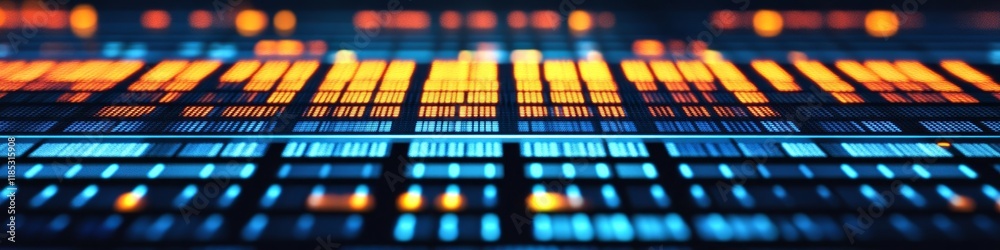 Poster abstract visualization of data with glowing elements, suggesting technology or analytics.