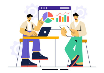 Entrepreneur Vector Illustration featuring Business Teams Celebrating Success, Engaging in Meetings, Discussions, and Various Business Activities