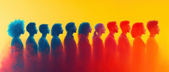 Diverse Group Engaging in Conversation with Speech Bubbles in Pastel Colors