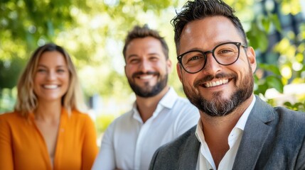 Fototapeta premium Friends gather for a lively garden party under a sunny sky