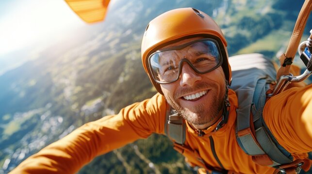 Man experiences thrill of hang gliding above stunning landscapes