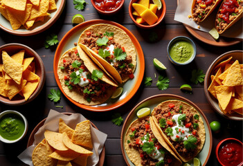 Authentic Mexican Fiesta Table Spread with Traditional Dishes