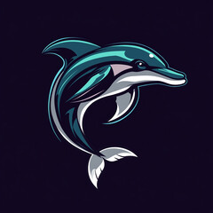 Geometric Dolphin illustration sports team logo
