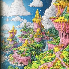 Obraz premium Surreal Coloring Landscape for All Ages
