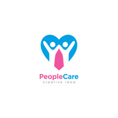 Fototapeta premium Creative People Care Concept Logo Design Template