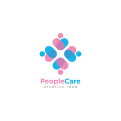 Creative People Care Concept Logo Design Template