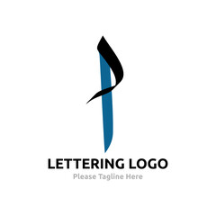 Lettering Alif (ا) Vector. Arabic Lettering Logo Template