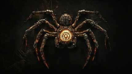 A Mechanical Spider Glows With Inner Light