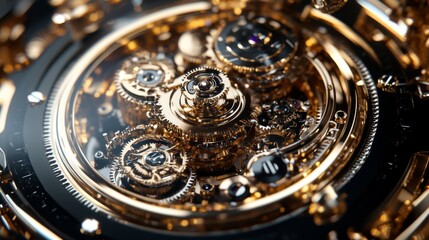 Intricate Gold Clockwork Mechanism Close-Up
