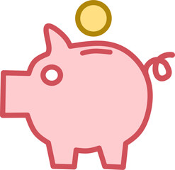 Piggy bank and gold coins. Modern flat design, Piggy bank and coin icon vector. Fit for child education 