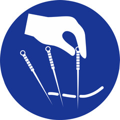 Acupuncture clinic logo with blue color background in circle shape illustration.