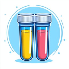 Fototapeta premium Two Colorful Test Tubes: A Close-Up View of a Science Experiment in a Lab Setting