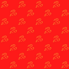 Hand Drawn Chinese Zodiac Snake Vector Seamless Pattern