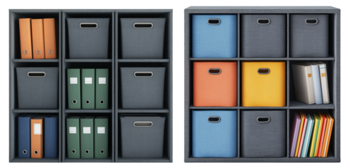 cube storage system with fabric bins set