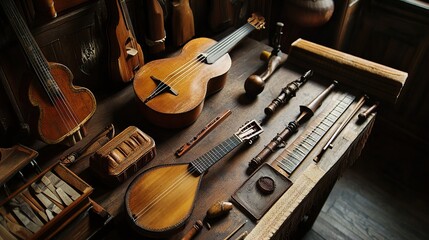 Naklejka premium Antique String Instruments Collection: A Timeless Melody