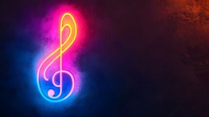 Fototapeta premium Neon G Clef on a Textured Dark Background