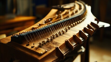 Close-up of an Antique Stringed Musical Instrument