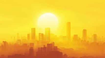 Fototapeta premium Golden City Skyline Under a Bright Sun