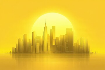 Obraz premium Golden City Skyline at Sunset A Stunning View