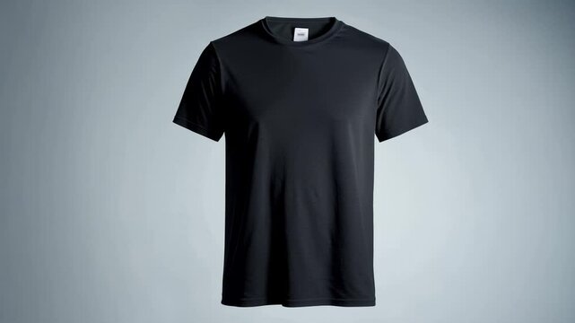 Black t shirt rotating on white background
