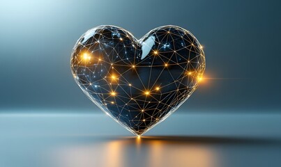 Glowing network heart.