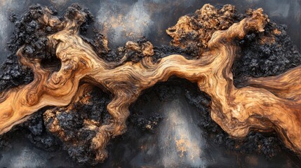 Abstract Wood Texture with Dark and Brown Hues