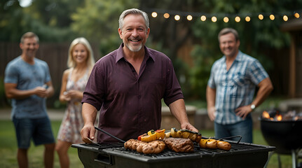 Happy Friends Enjoying a Backyard BBQ