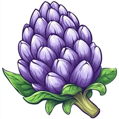 Obraz premium Vibrant Artichoke: A Close-Up Botanical Illustration of a Purple Artichoke, Showcasing its Intricate Details and Rich Color Palette. Perfect for Culinary, Botanical, and Artistic Projects.