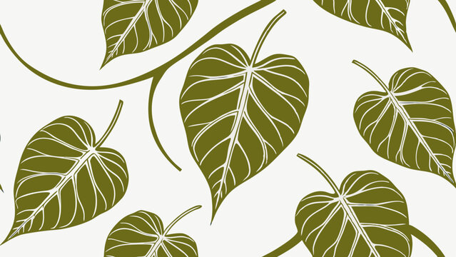 seamless pattern with bo leaves