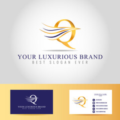 Luxurious branding kit template with initial letter Q logo design